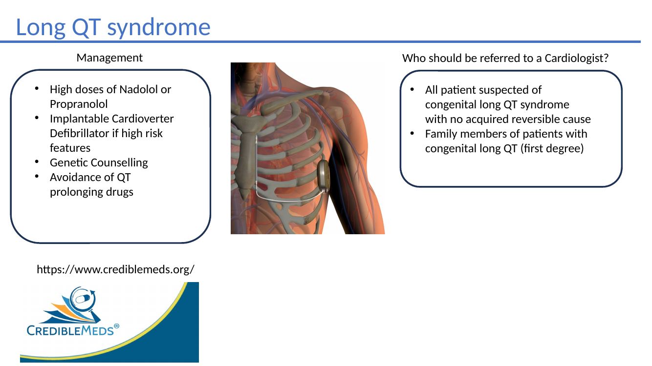 Long QT syndrome management